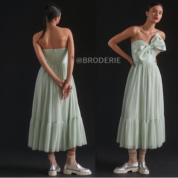 Anthropologie Tulle Bow-Tie Midi Dress - Picture 4 of 7